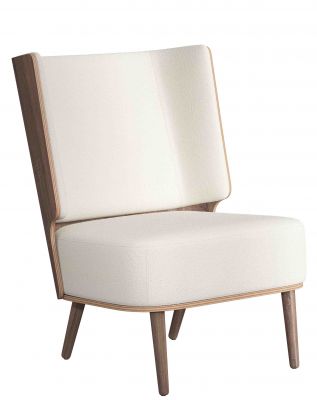 Serena Lounge Chair fauteuil chêne teinté foncé novoform Nubbio blanc