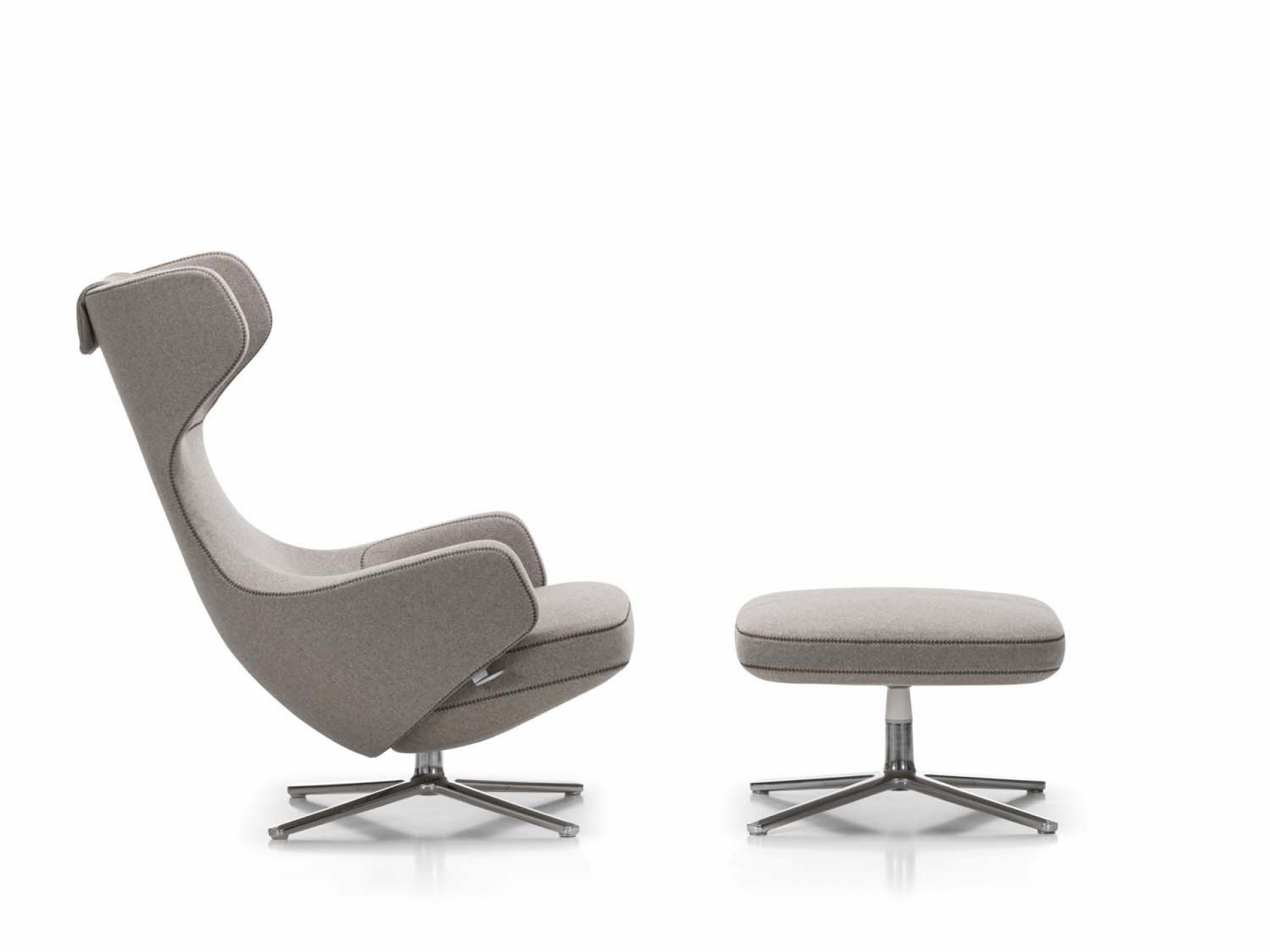 Grand Repos Fauteuil + Ottoman Vitra Poli Cosy Classic gris