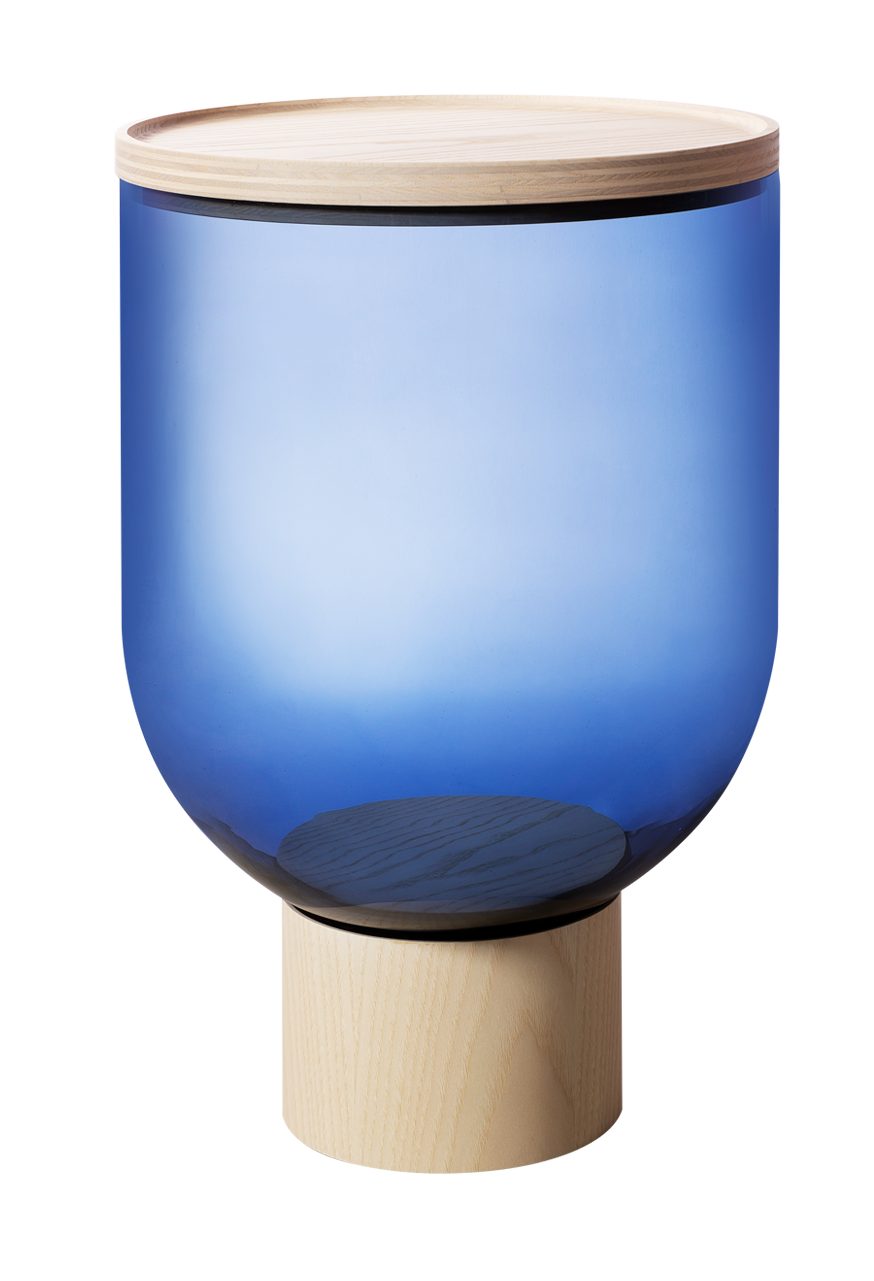 Mastea TS 140 Table d'appoint frêne naturel / bleu fumé Miniforms