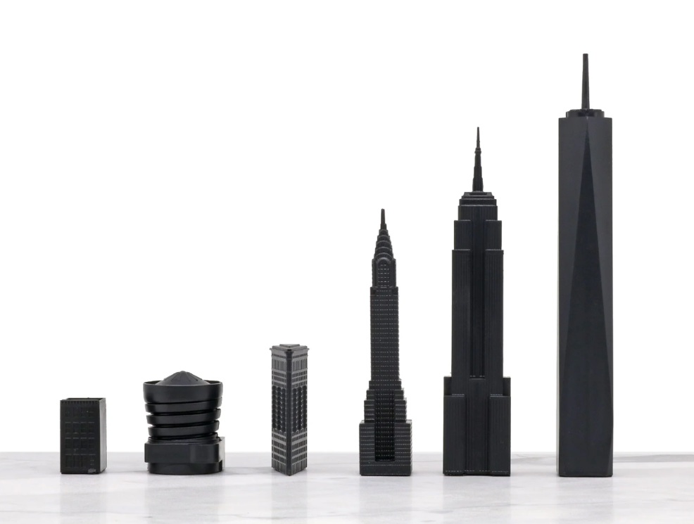 Special Edition Acrylic London vs New York Chess Jeu d'échecs avec plateau en marbre Skyline Chess OFFRE SPECIALE