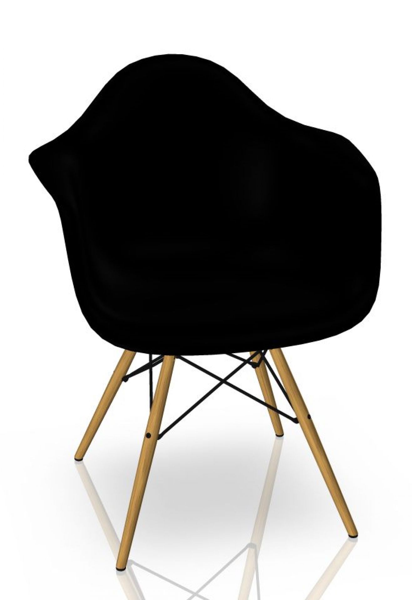 Eames Plastic Arm Chair DAW Chaise Vitra Érable jaunâtre - Deep black