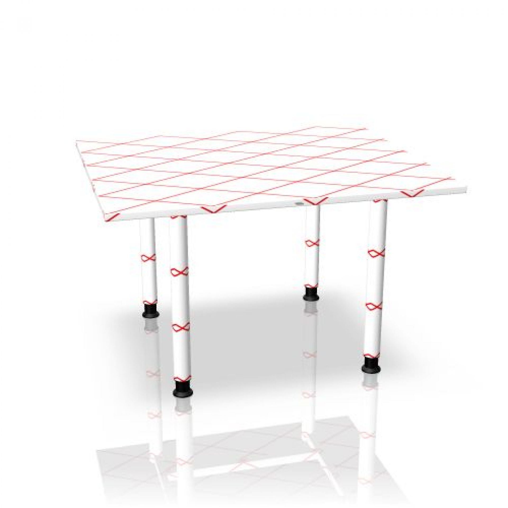 Sympas Besprechungstisch von Assmann Büromöbel: Rechteckiger Tisch mit weißer Platte und roten Akzenten für moderne Büros.