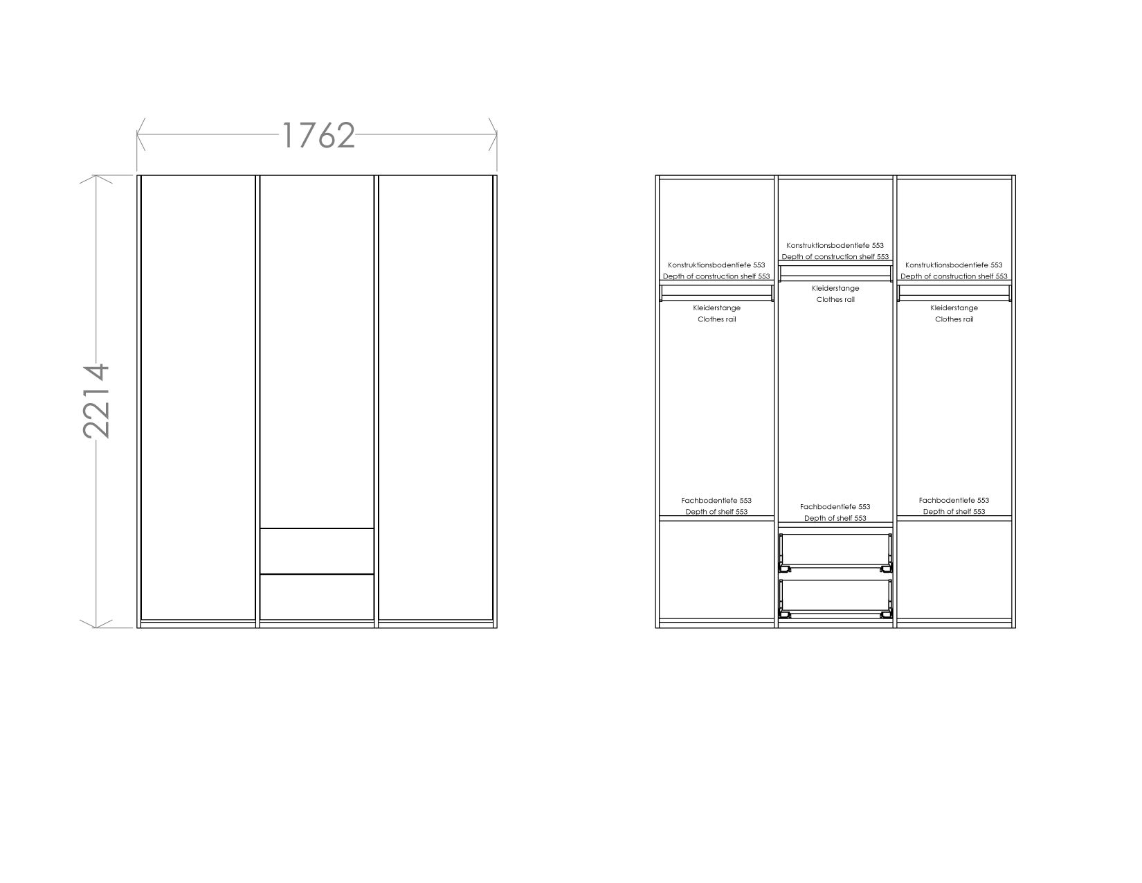 MODULAR PLUS Armoire combinée avec 3 tiroirs Müller Möbelwerkstätten