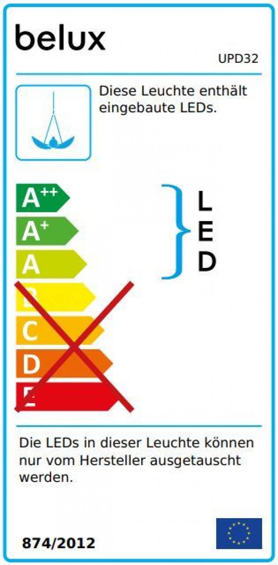 Updown 32 Lumière pendentif Belux Noir 2700K Dimmable