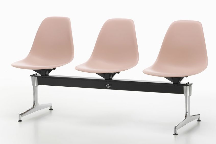 Eames Plastic Side Chair RE sur traverse Vitra 