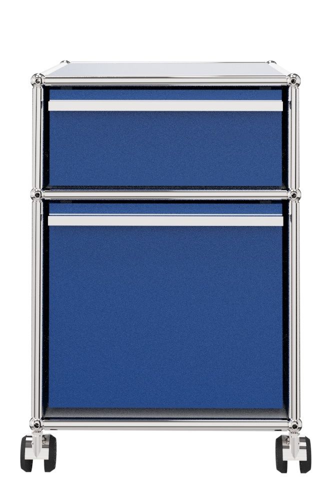 USM Haller Rollcontainer mit Hängeregistratur – enzianblau