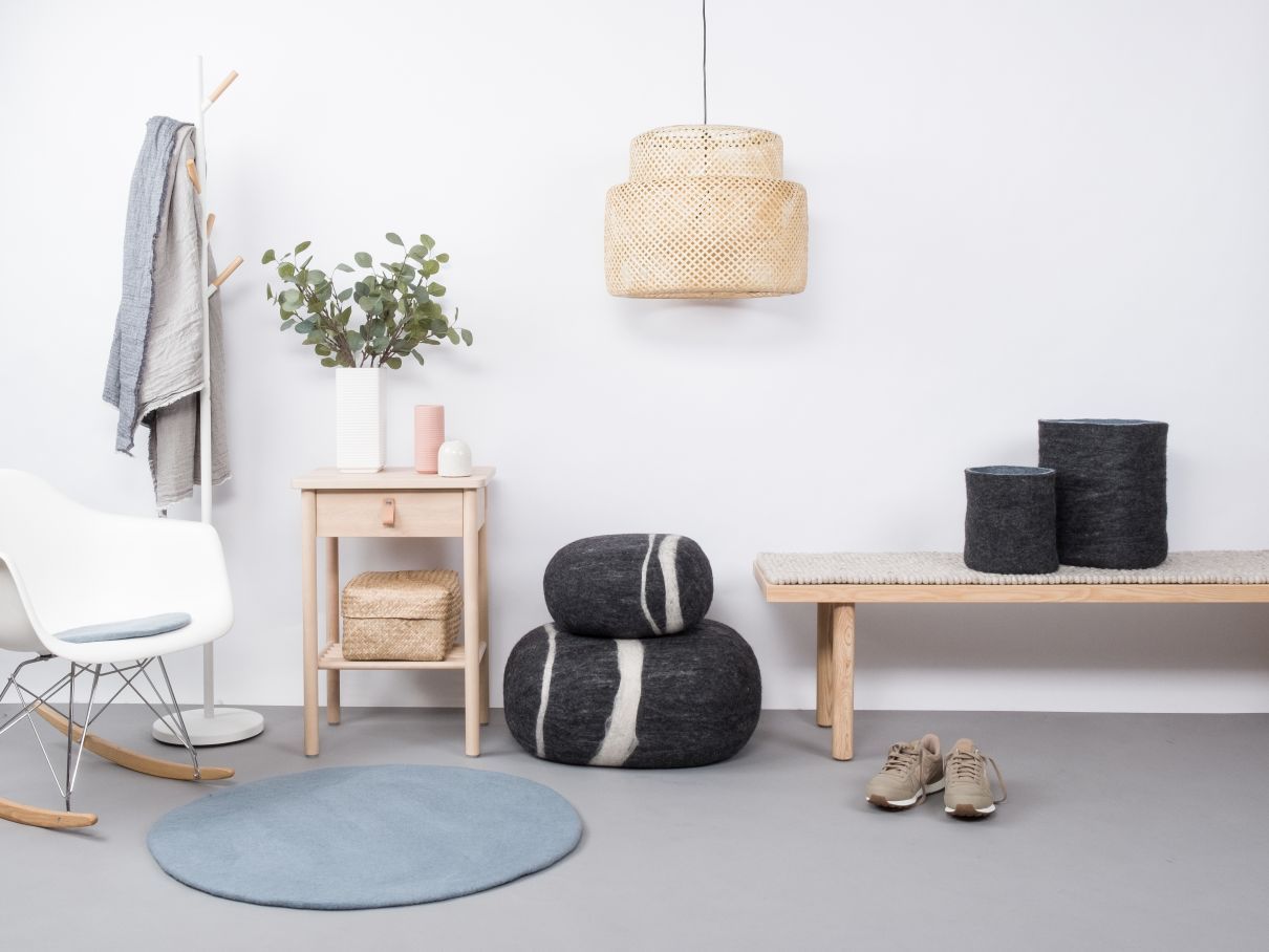 Mono Rond Tapis en feutre Ø 160 cm myfelt Mia (bleu clair)