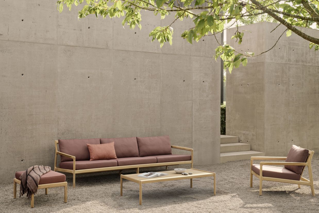 Fauteuil de jardin Jack Outdoor Lounge Chair en tissu vert teck Ethnicraft