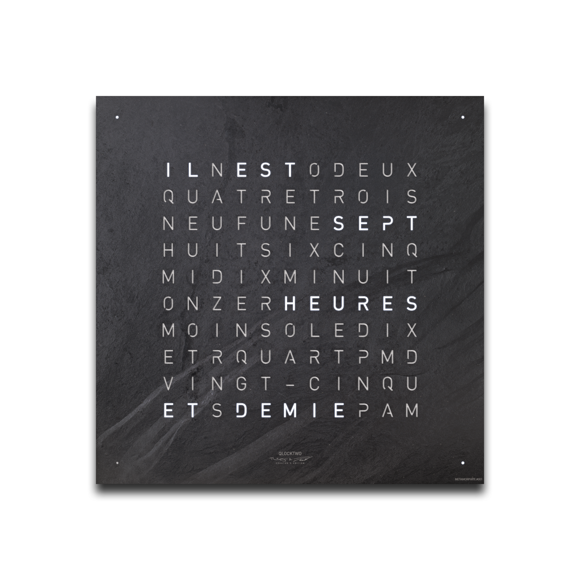 Cache avant pour l'horloge murale Earth 45 Français QLOCKTWO