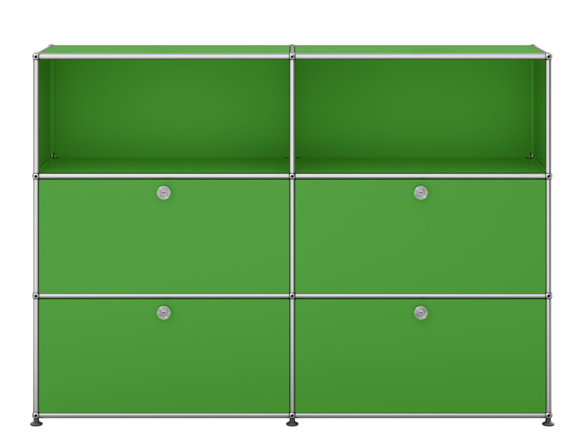 USM Haller Armoire haute 4 portes / 2 ouvertes Verte