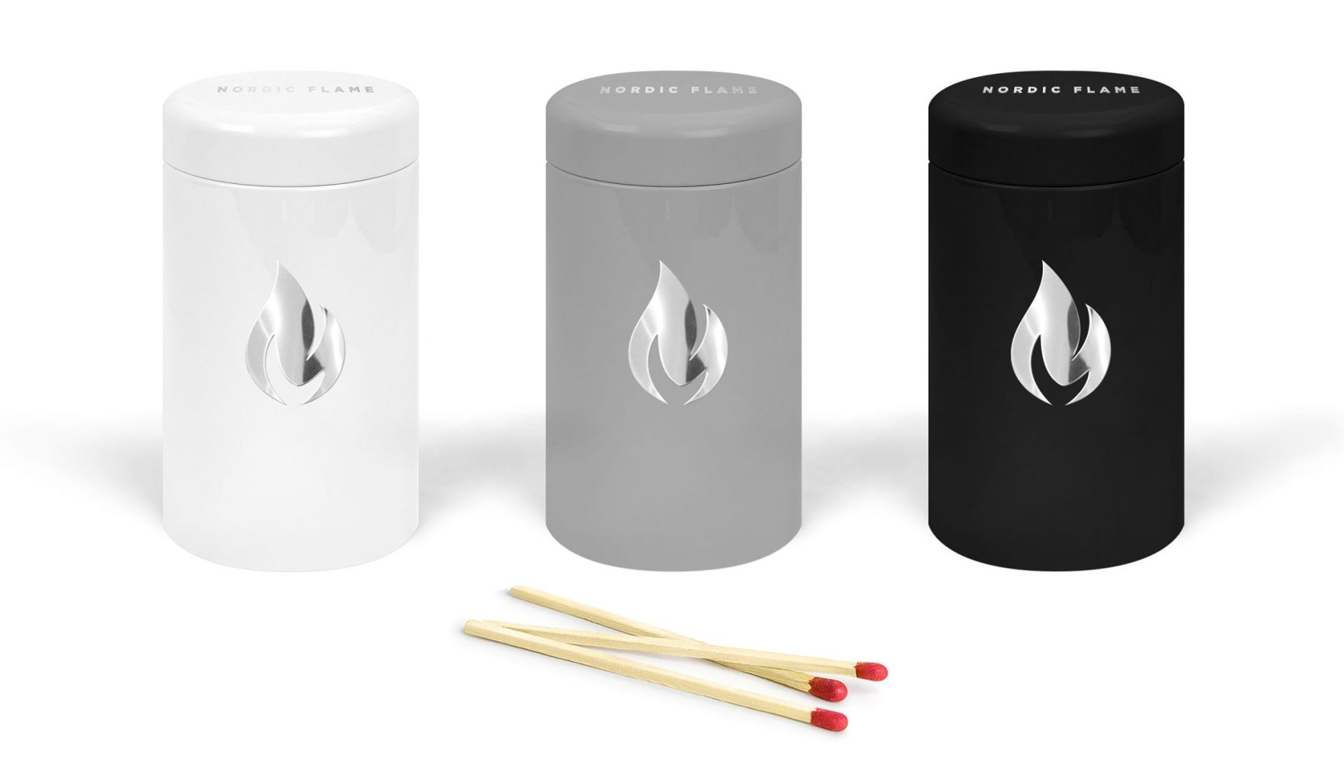 Boîte d'allumettes en métal Noir / Argent Nordic Flame OFFRE SPECIALE