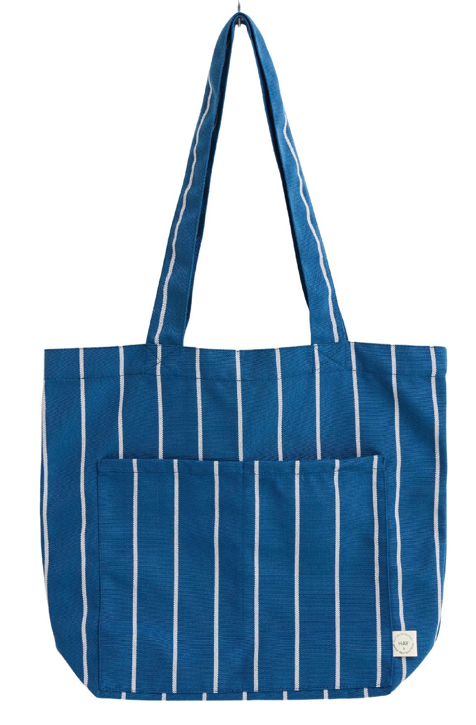 Sac cabas de marché extérieur bleu à rayures beiges couleur Hay