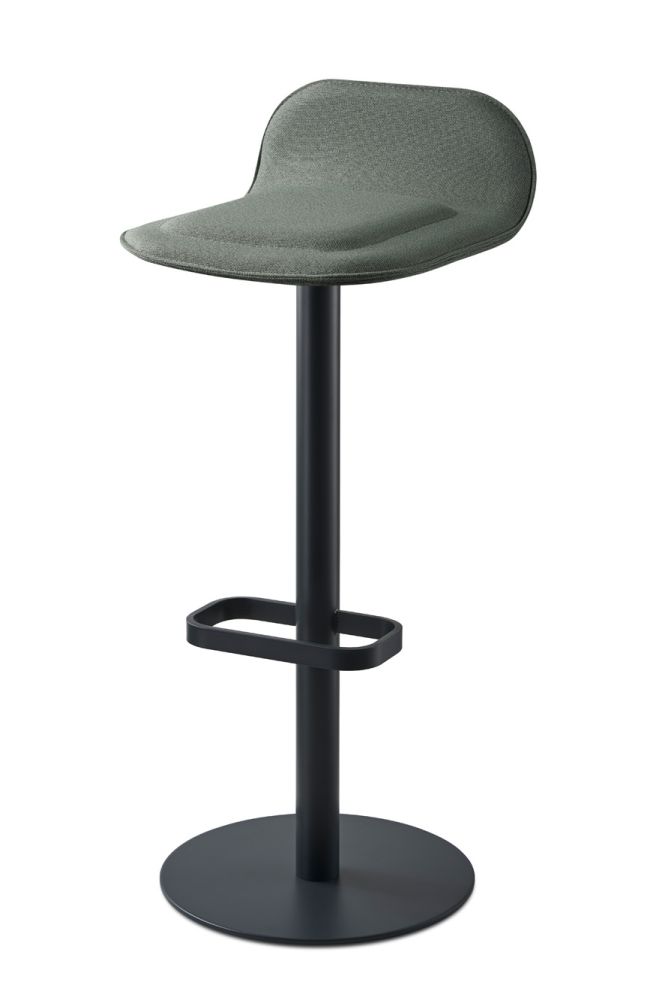 Tabouret de bar Dave anthracite avec assise rembourrée rouge vin Moree