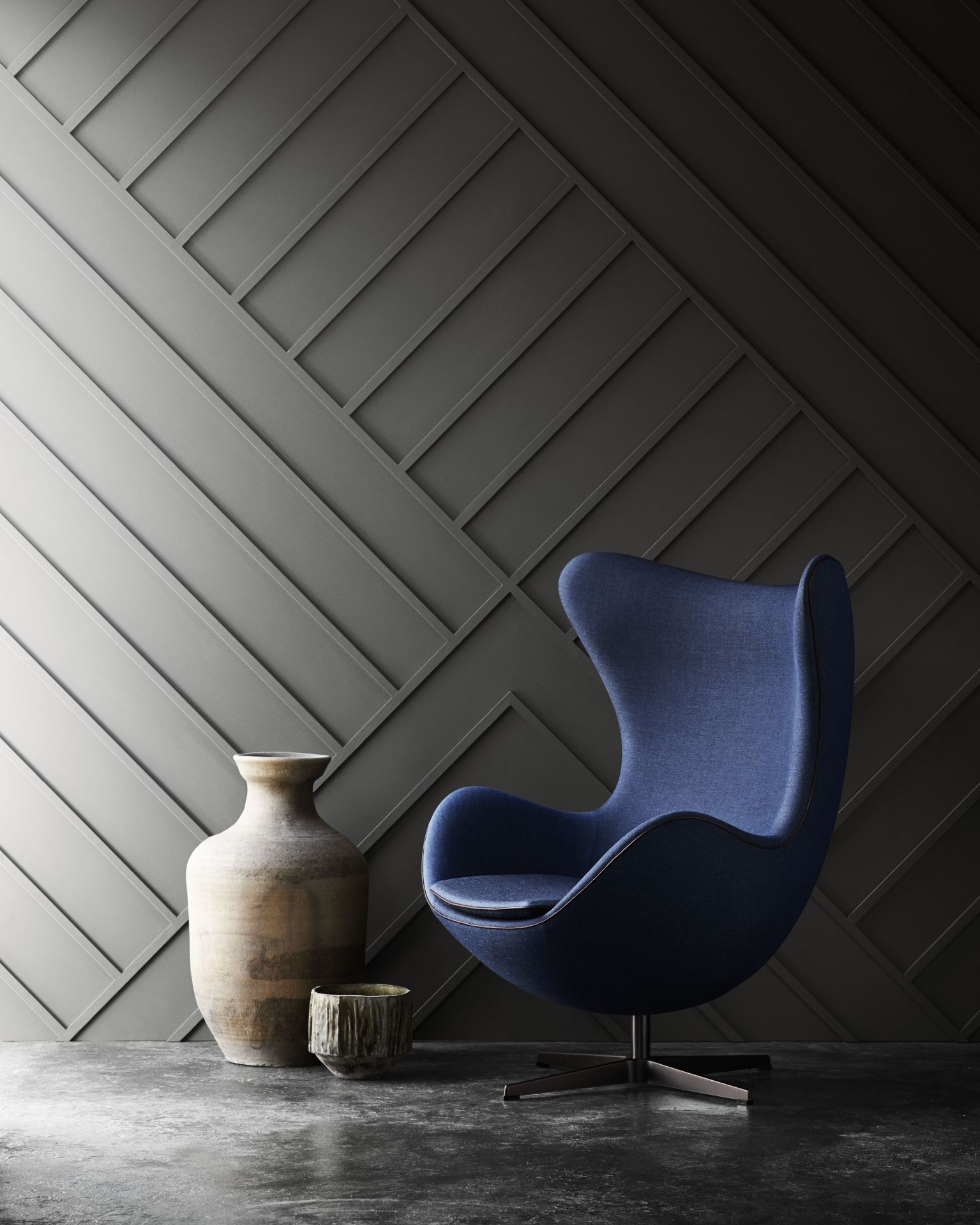 Egg Chair avec tabouret Re-wool Tissu textile Fritz Hansen
