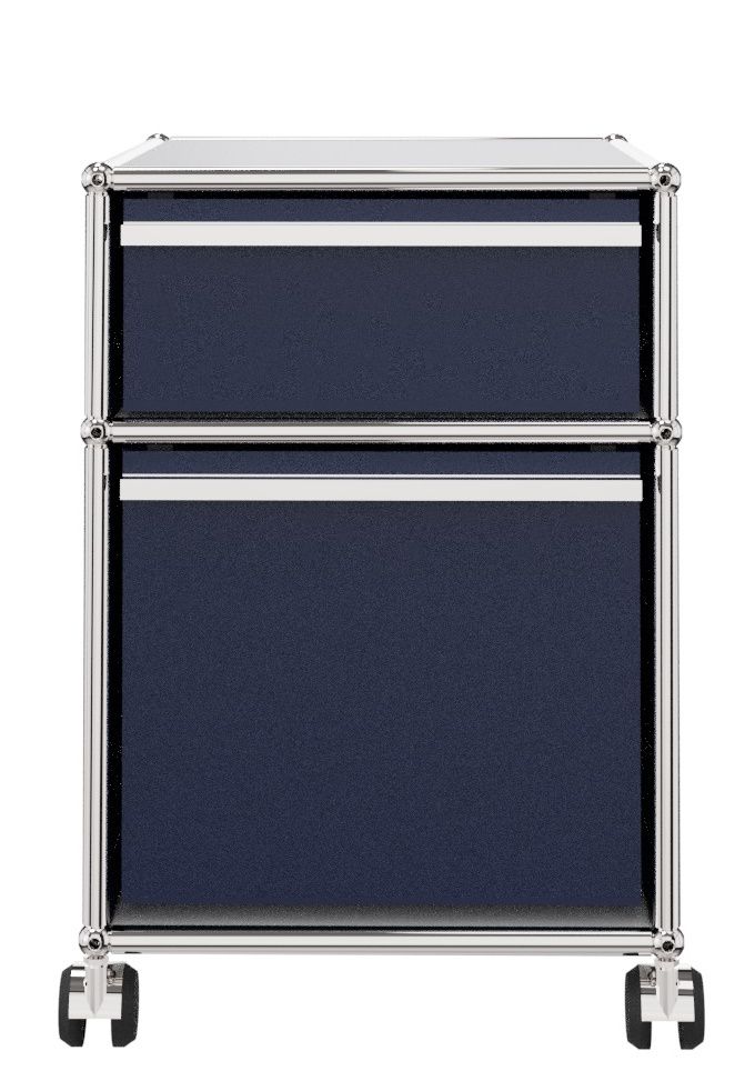 USM Haller Rollcontainer mit Hängeregistratur – stahlblau