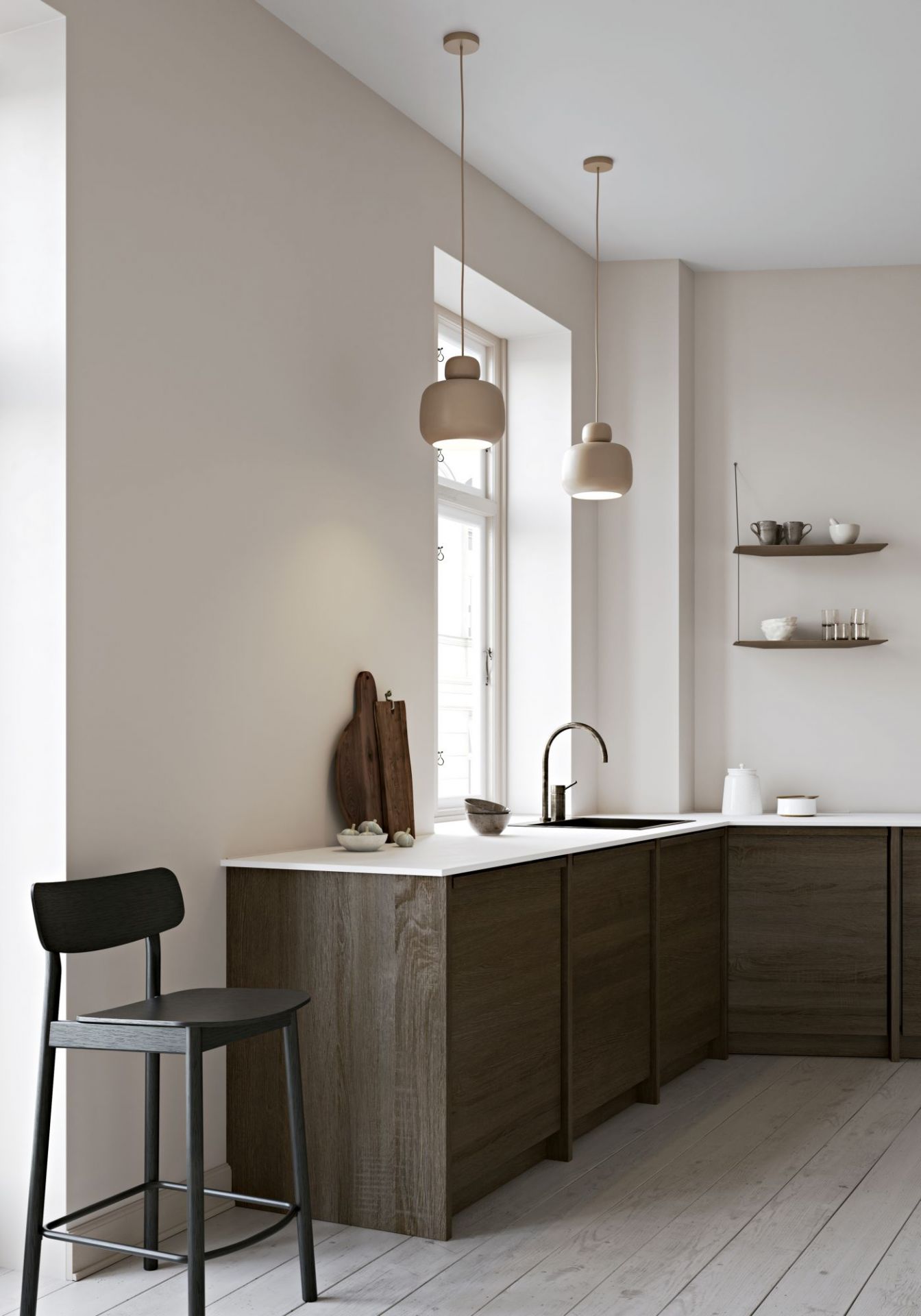 Stone Lampe suspendue grande noir Woud