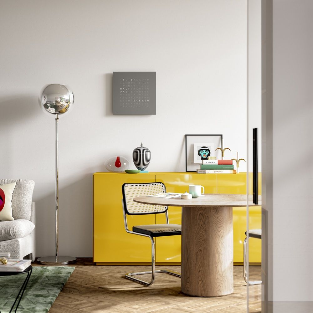 Earth 45 Steel Series Horloge murale / Objet temporel Allemande QLOCKTWO