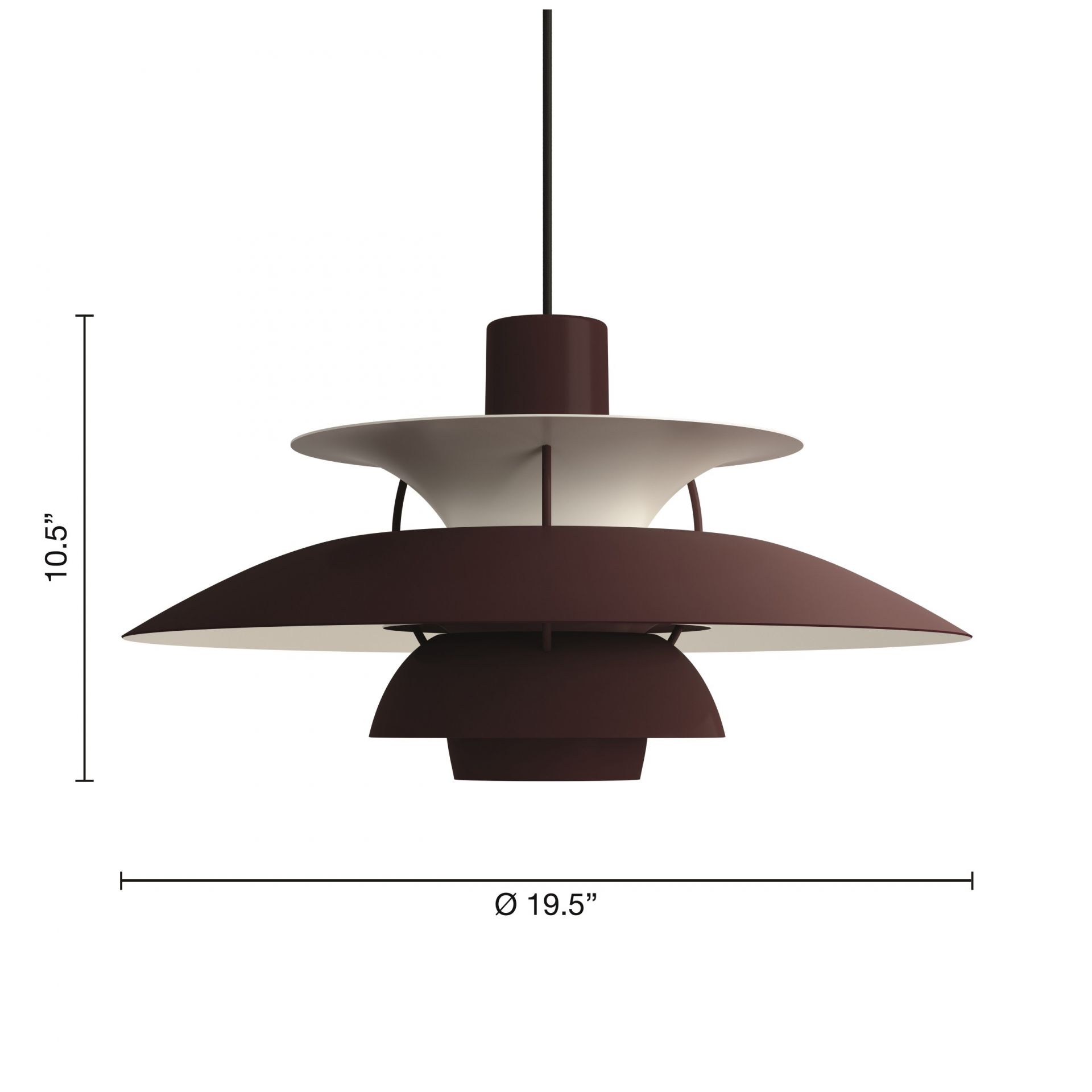 PH 5 Pendelleuchte von Louis Poulsen in Burgundy: Design Lampe für stilvolle Beleuchtung.