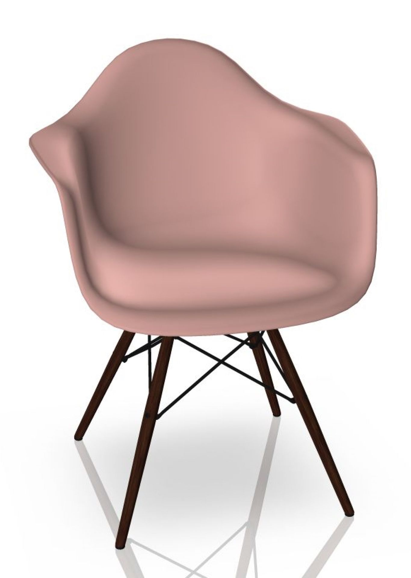 Eames Plastic Arm Chair DAW Chaise Vitra Érable foncé - Rose tendre