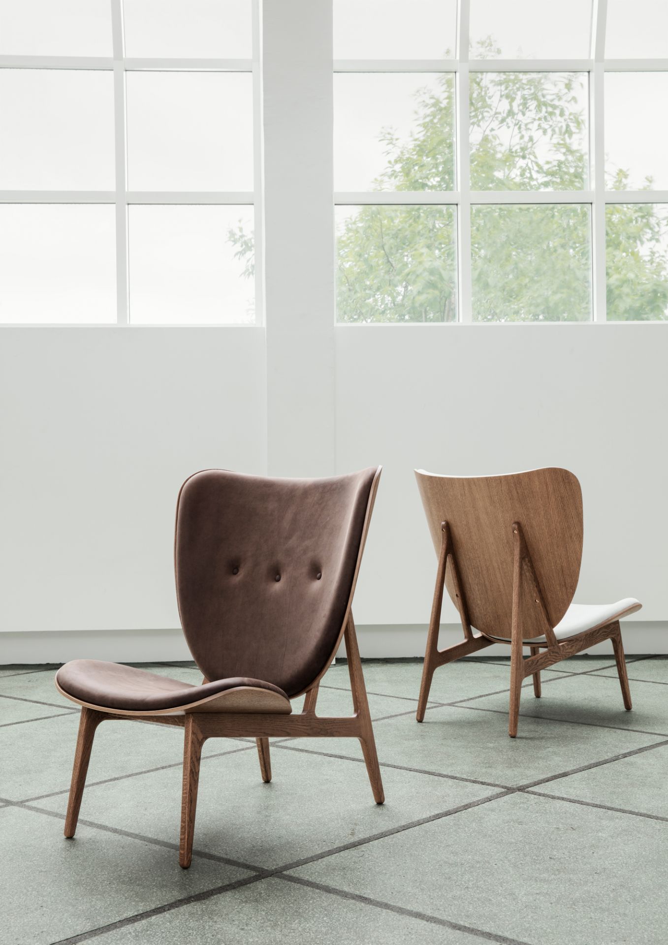 Fauteuil Elephant Lounge chêne naturel / cuir Dunes Camel