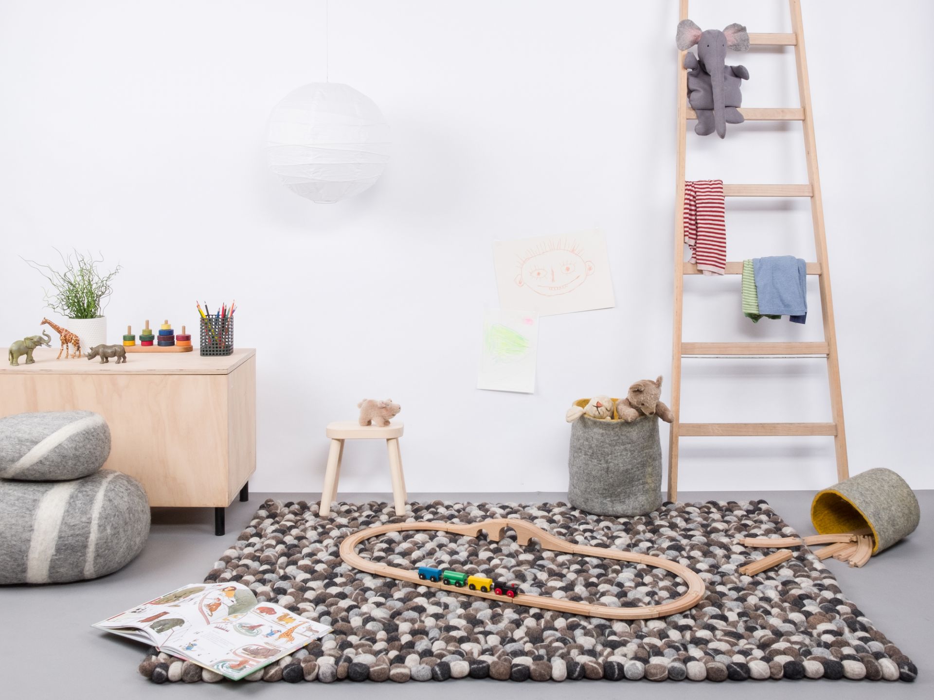 Boules de feutre Tapis 120x170 cm myfelt