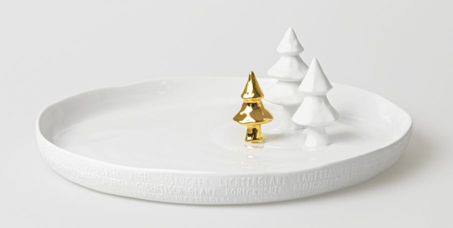Histoires de porcelaine Assiette Sapins Roues