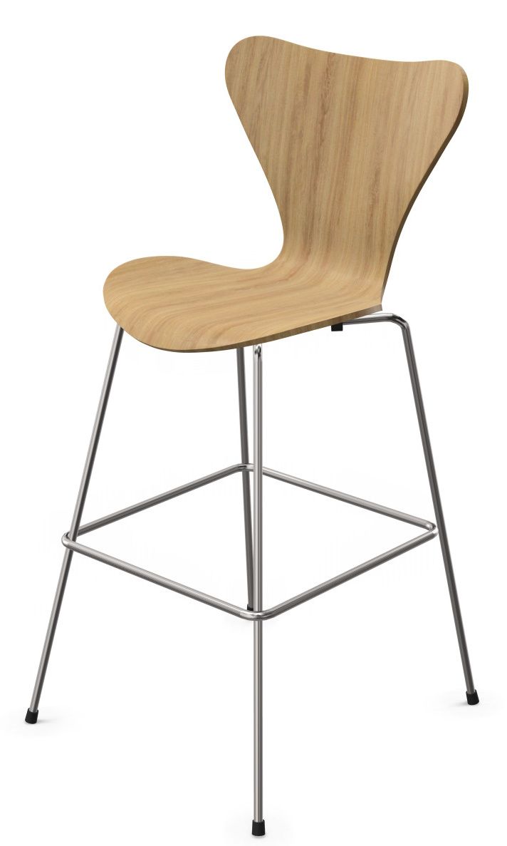 Tabouret de bar à sept places 3197 non rembourré Pale Rosa Piètement Graphite Fritz Hansen UNIQUE