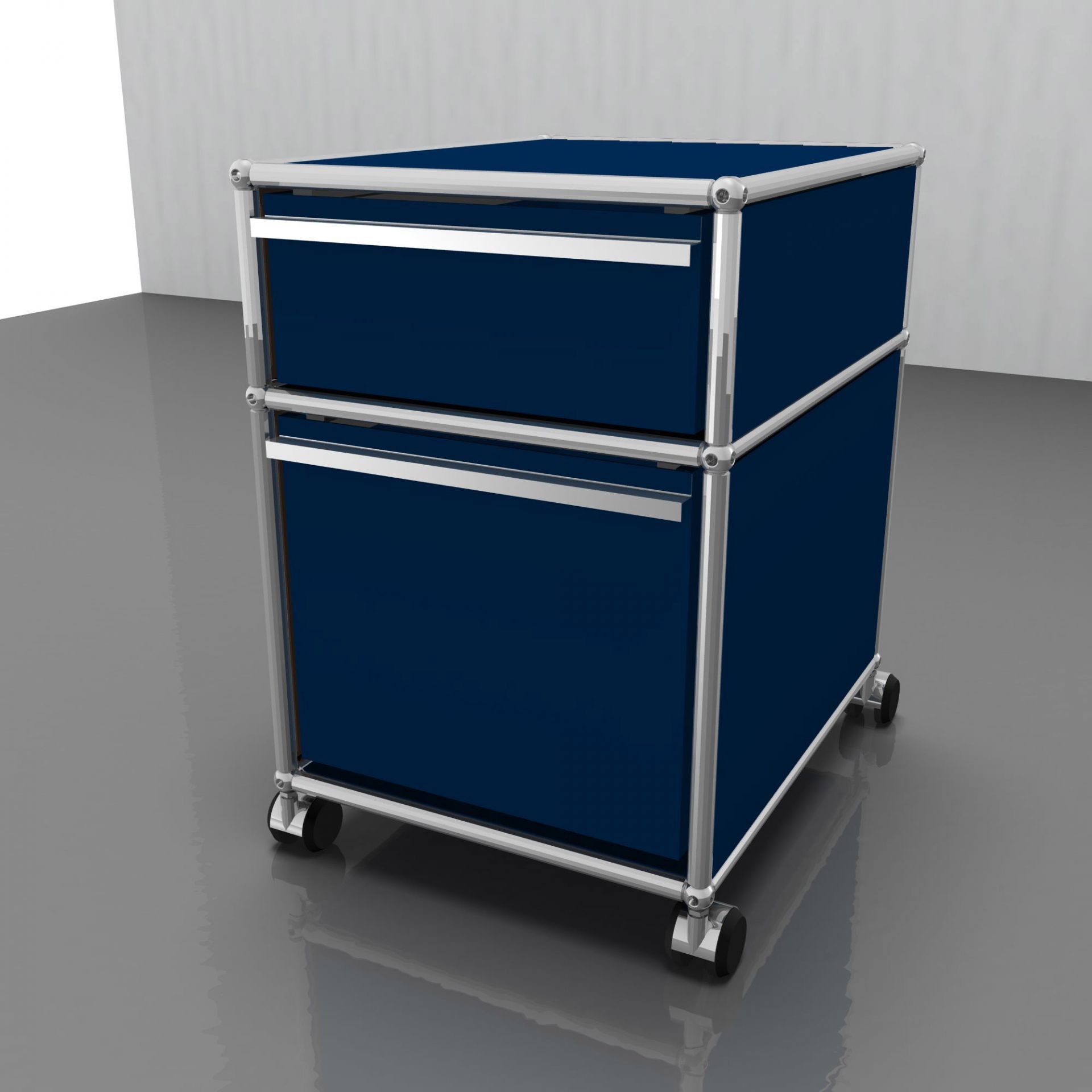 USM Haller Rollcontainer mit Hängeregistratur – enzianblau