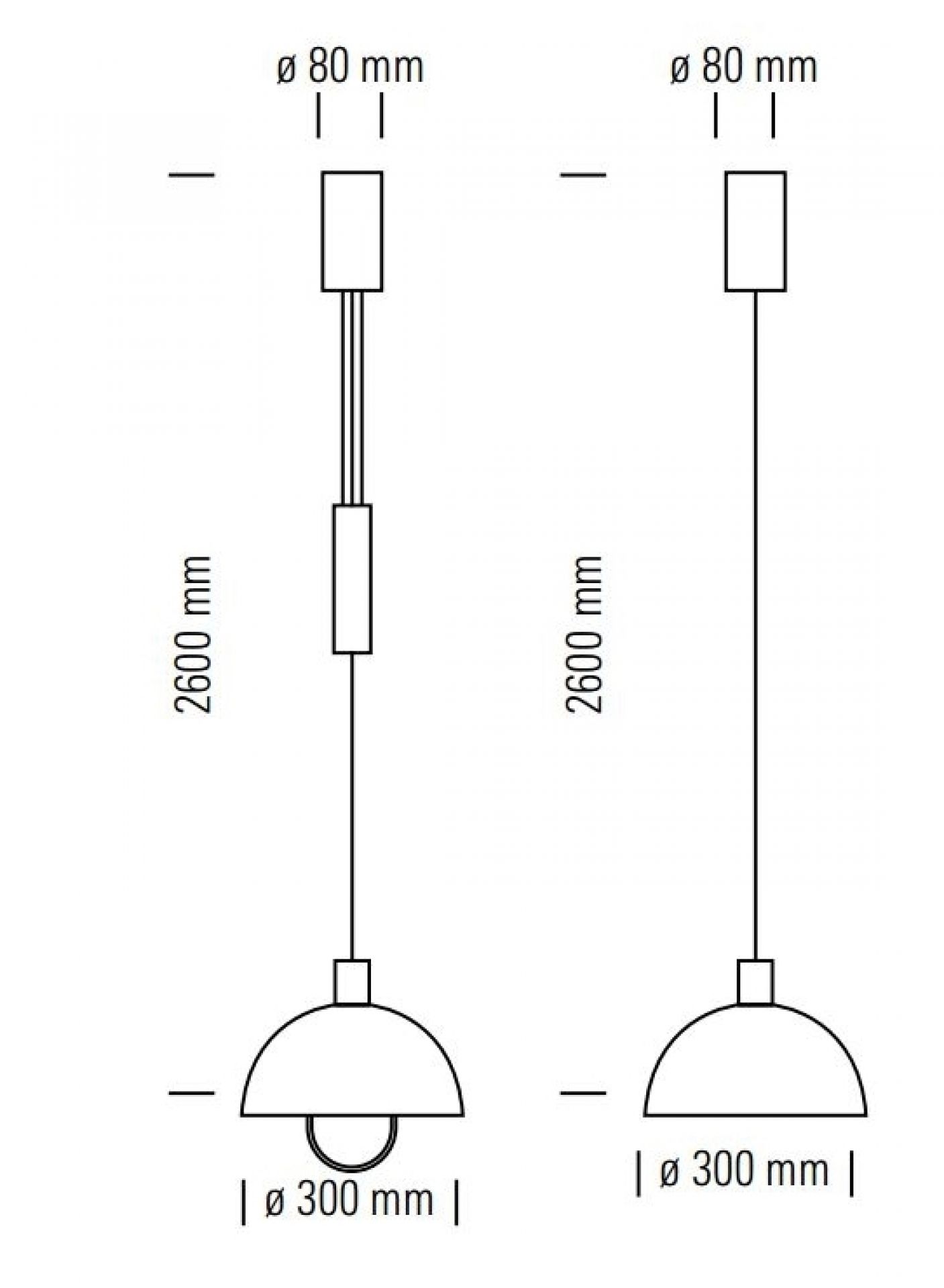 HMB 25/300 HMB25/300 Bauhaus Lampe Suspension Tecnolumen sans poulie