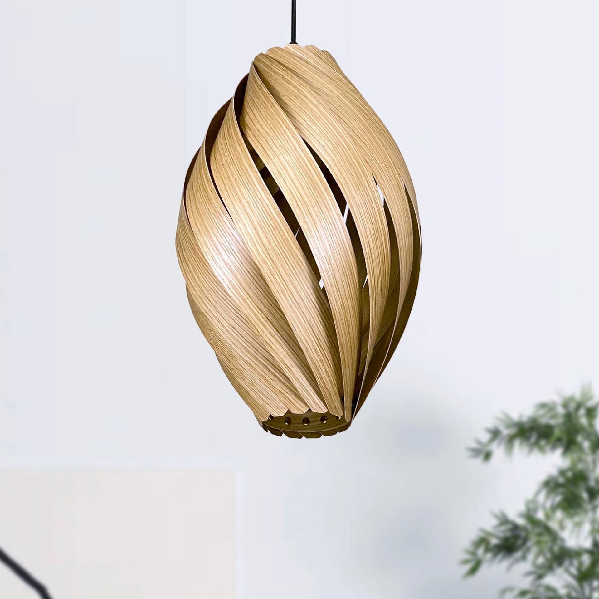 Ardére Lampe à suspendre arrondi Chêne Gofurnit