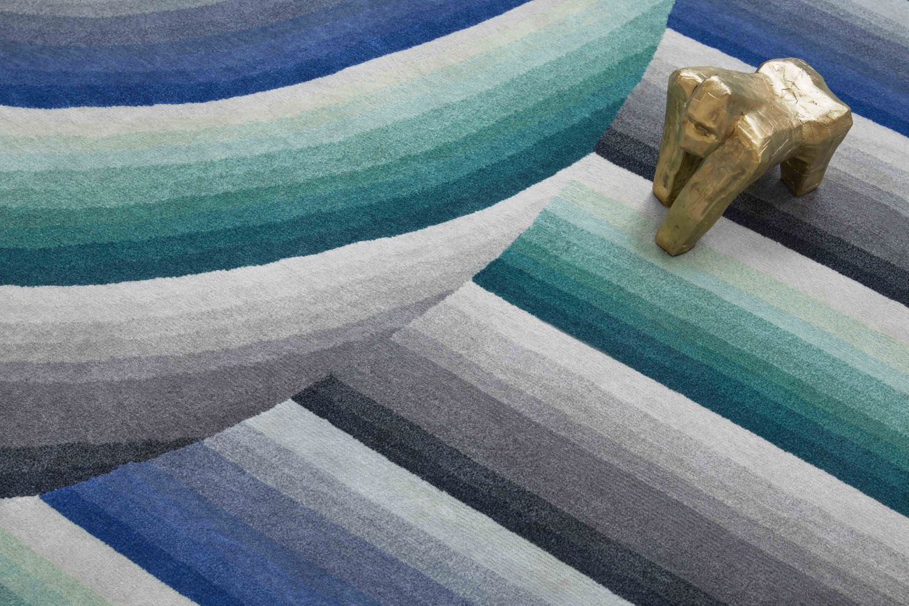 Round Mirage Tapis bleu Gan