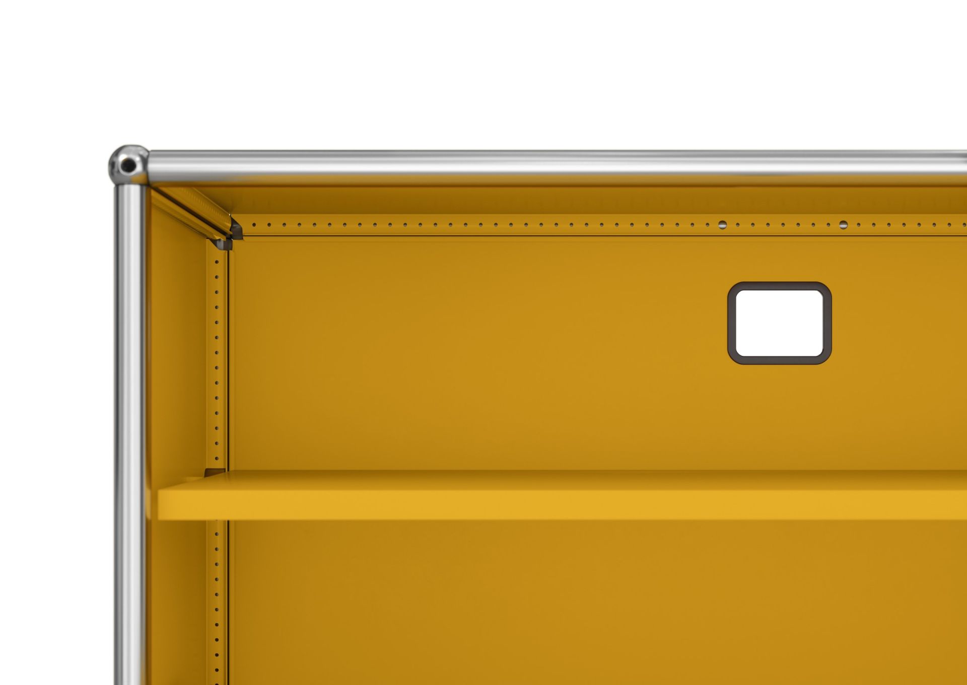 USM Haller Lowboard sur roulettes avec 2 portes pliantes Jaune gold USM Haller Lowboard sur roulettes avec 2 portes pliantes Jaune gold