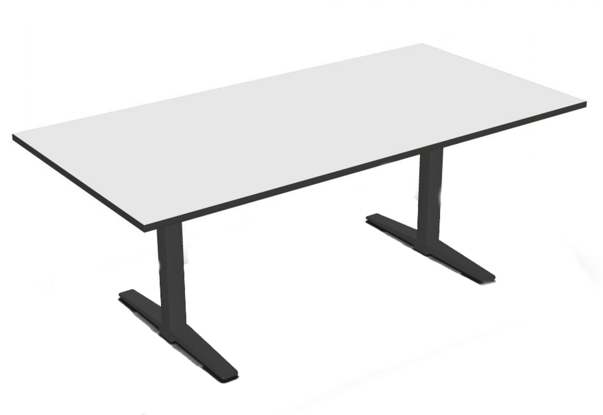 Talo.S Konferenztisch von König+Neurath mit weißer Tischplatte und schwarzem T-Fuß Gestell für Büros.