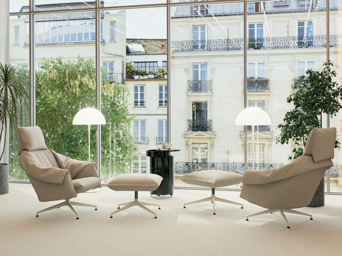 Bascule Fauteuil à dossier haut avec pouf Vitra