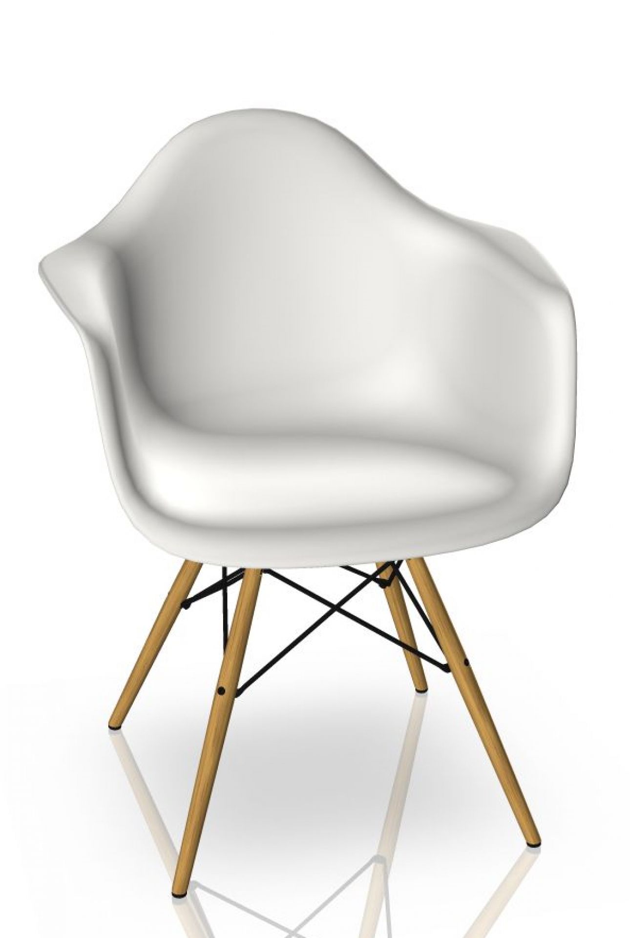 Eames Plastic Arm Chair DAW Chaise Vitra Érable jaunâtre - Blanc