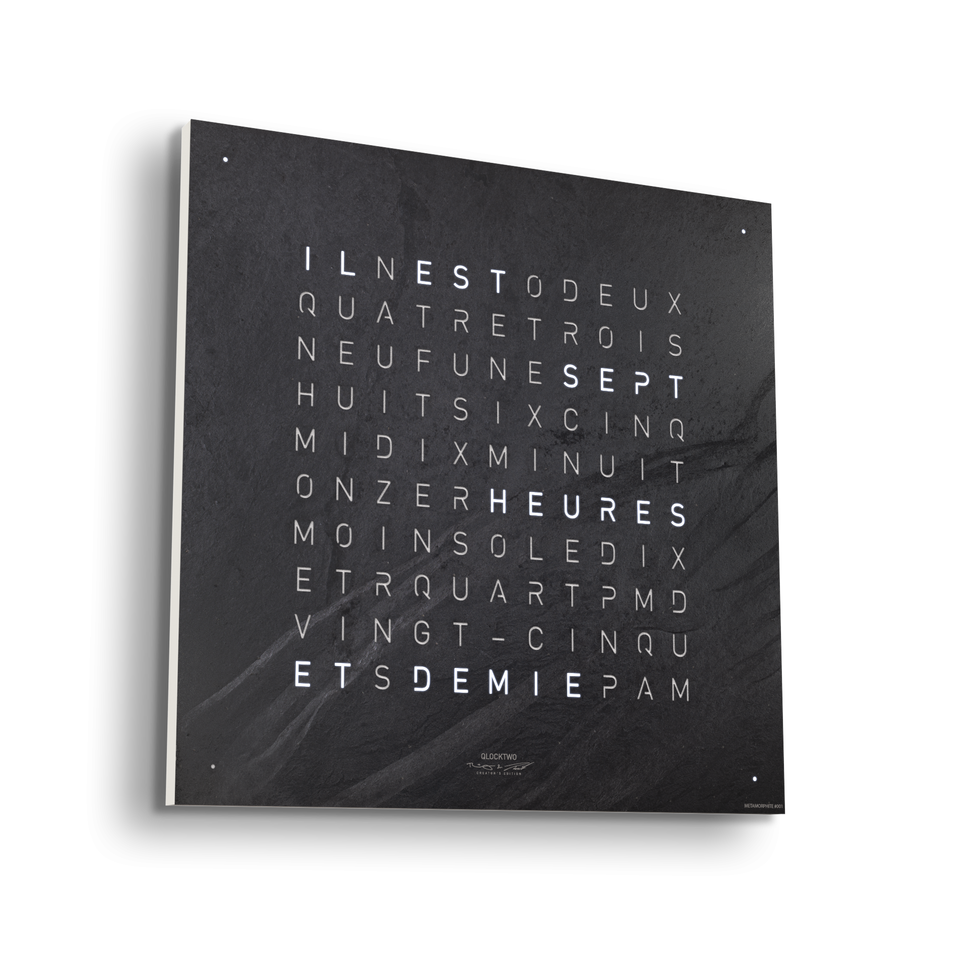 Earth 90 Creator's Edition Horloge murale / Objet temporel Français QLOCKTWO