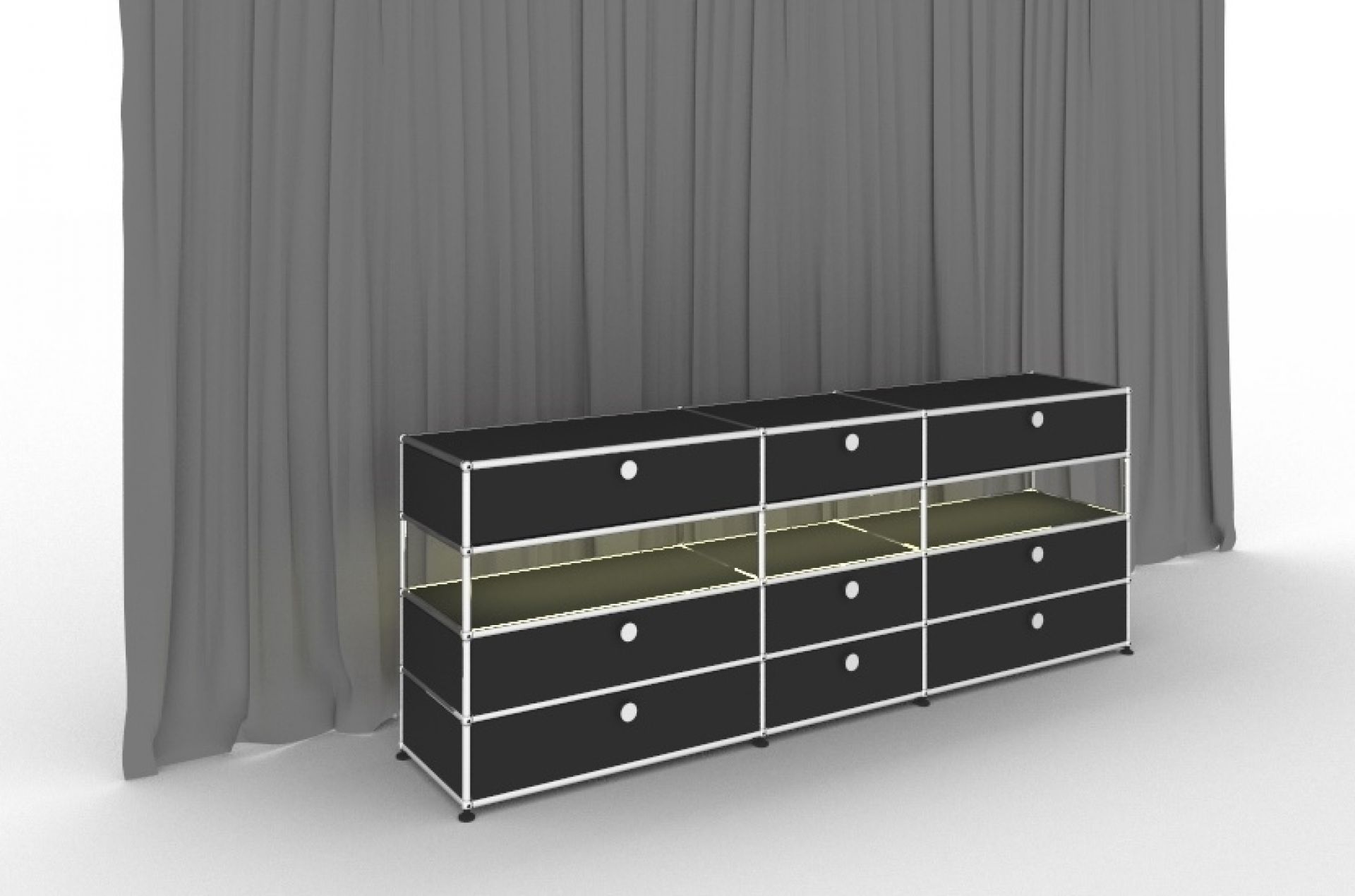 E Sideboard illuminé 9 tiroirs rouge rubis USM Haller