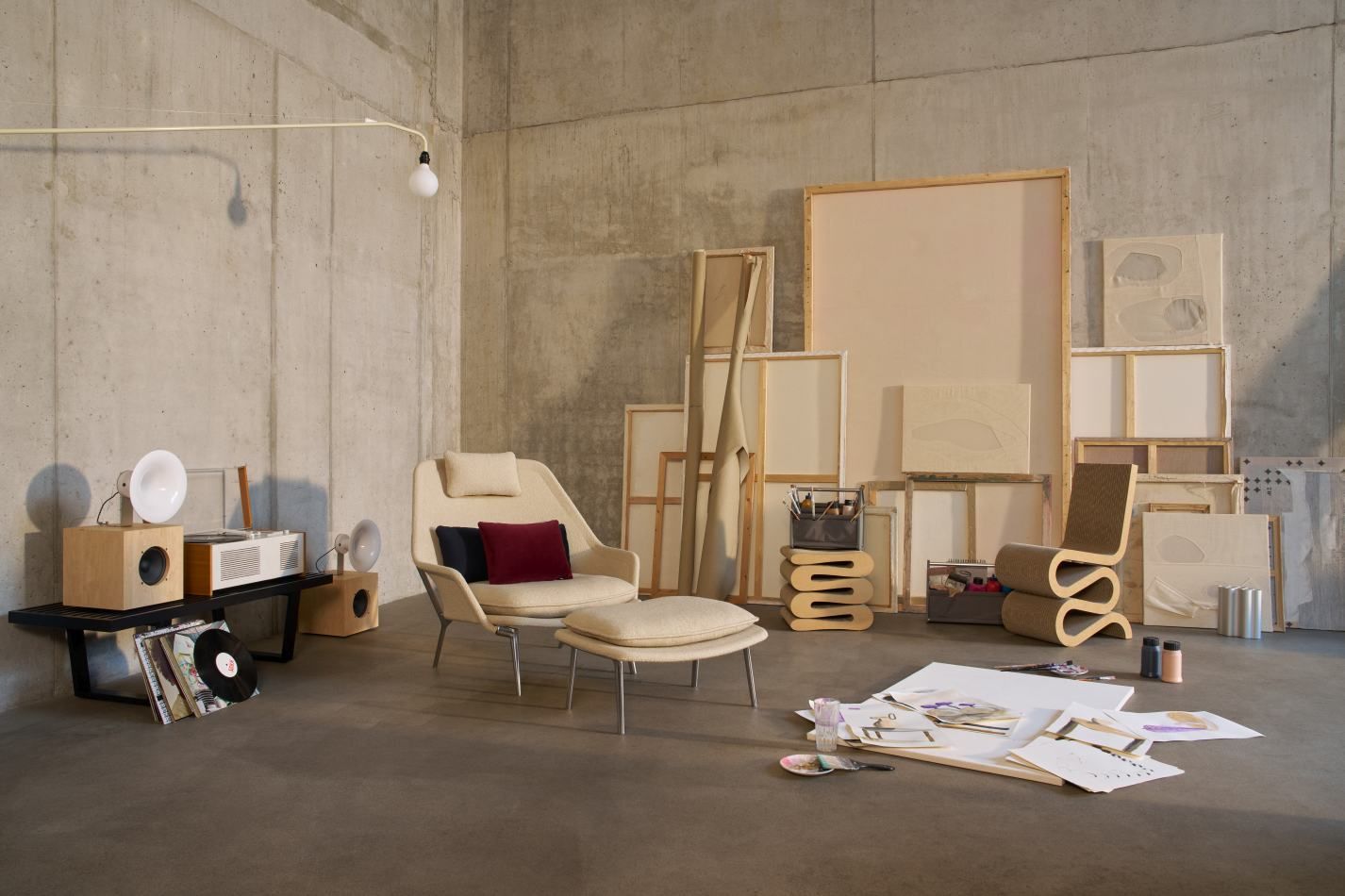 Slow Chair Ottoman Tissu Vitra 