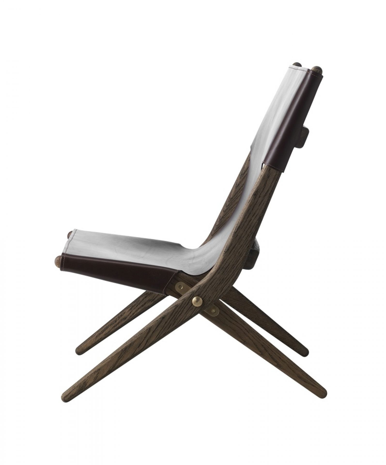Saxe Chaise chêne teinté brun - cuir brun Audo