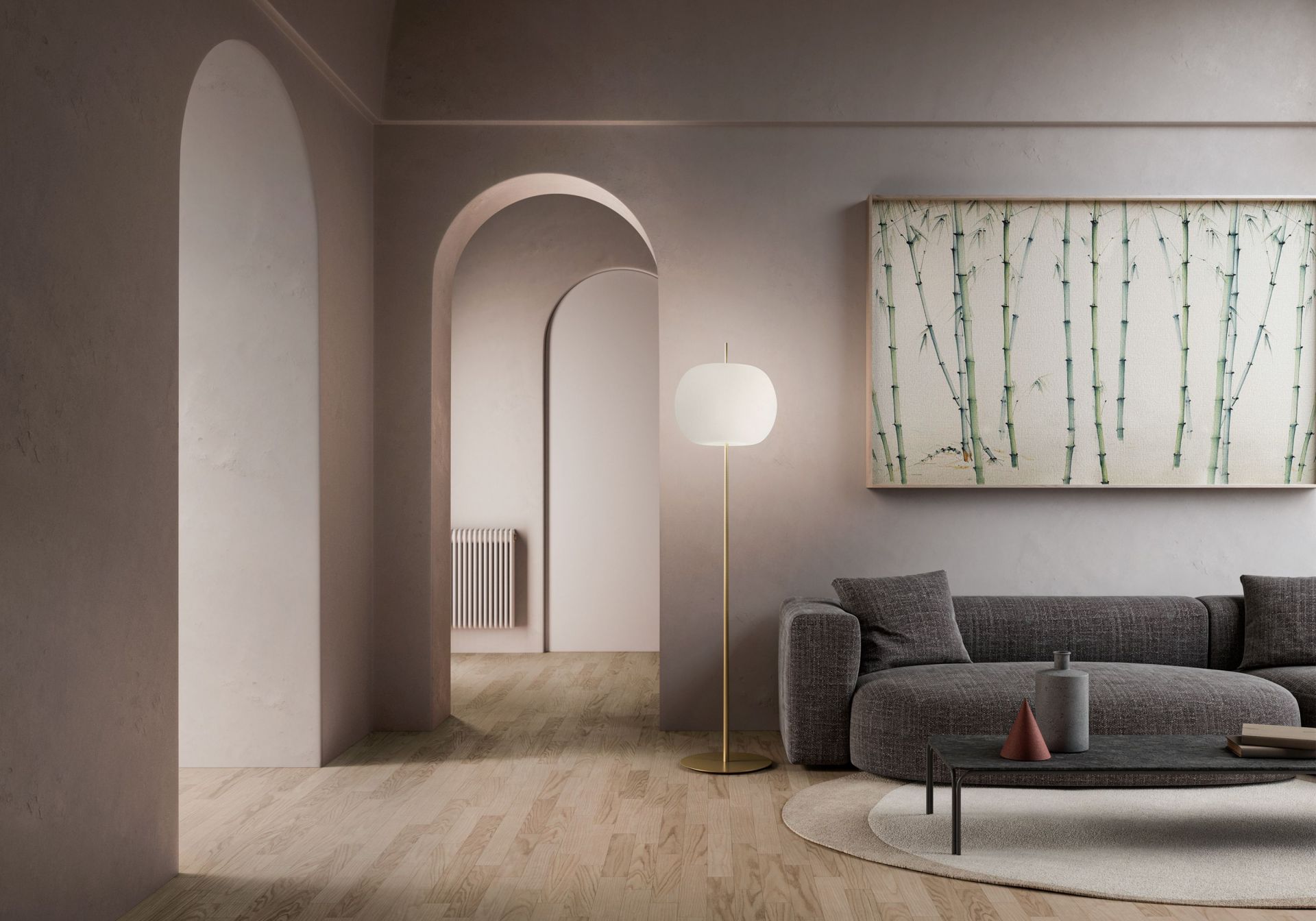 Kushi XL Floor Lampadaire cuivre Kdln