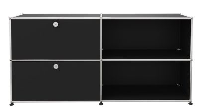 USM Haller Buffet 2 Open / 2 Flaps à gauche Noir graphite - FAST DELIVERY