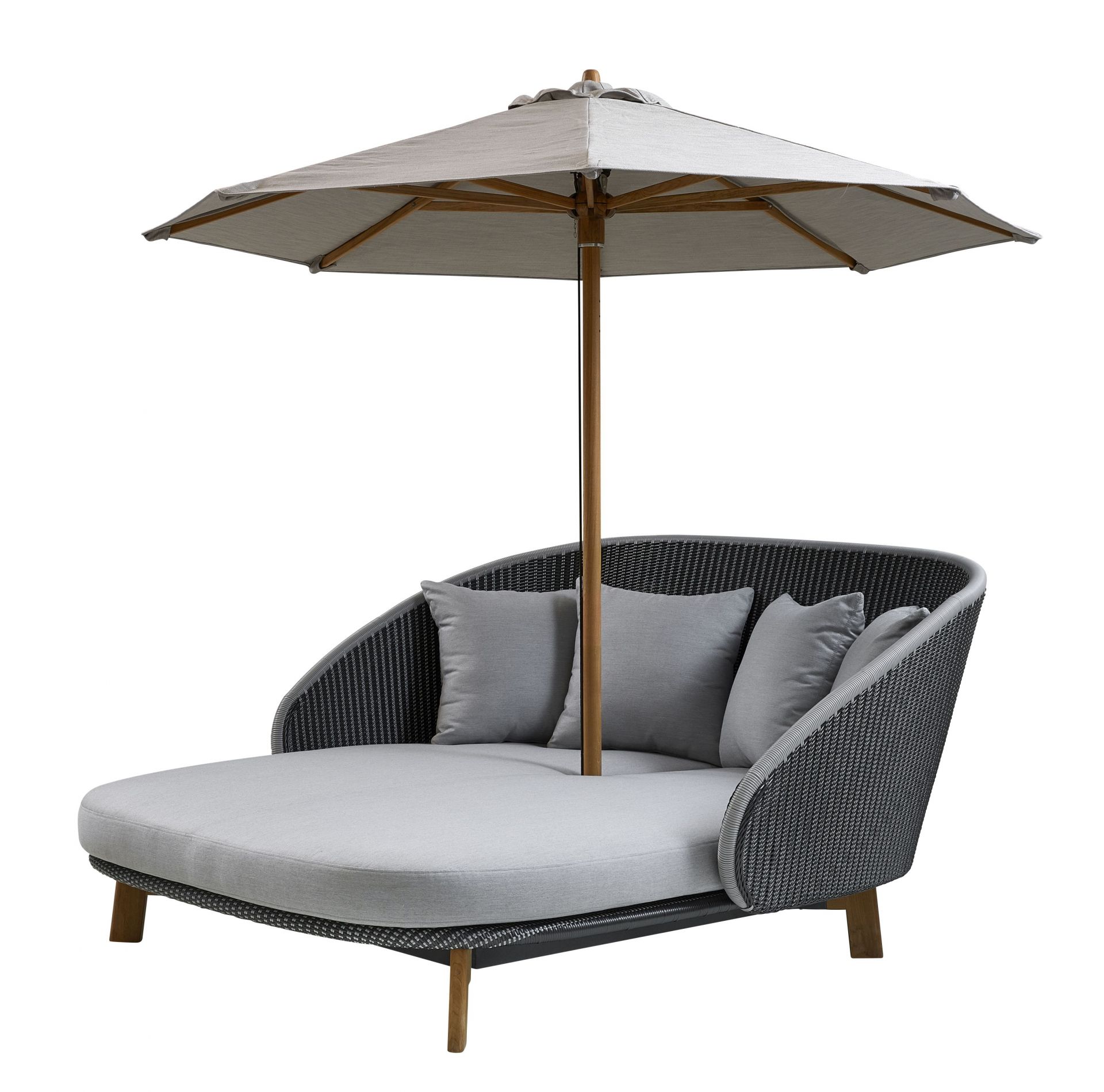 Classic Parasol Sonnenschirm Cane-Line bas pour Peacock daybed H 229 x Ø 240 cm