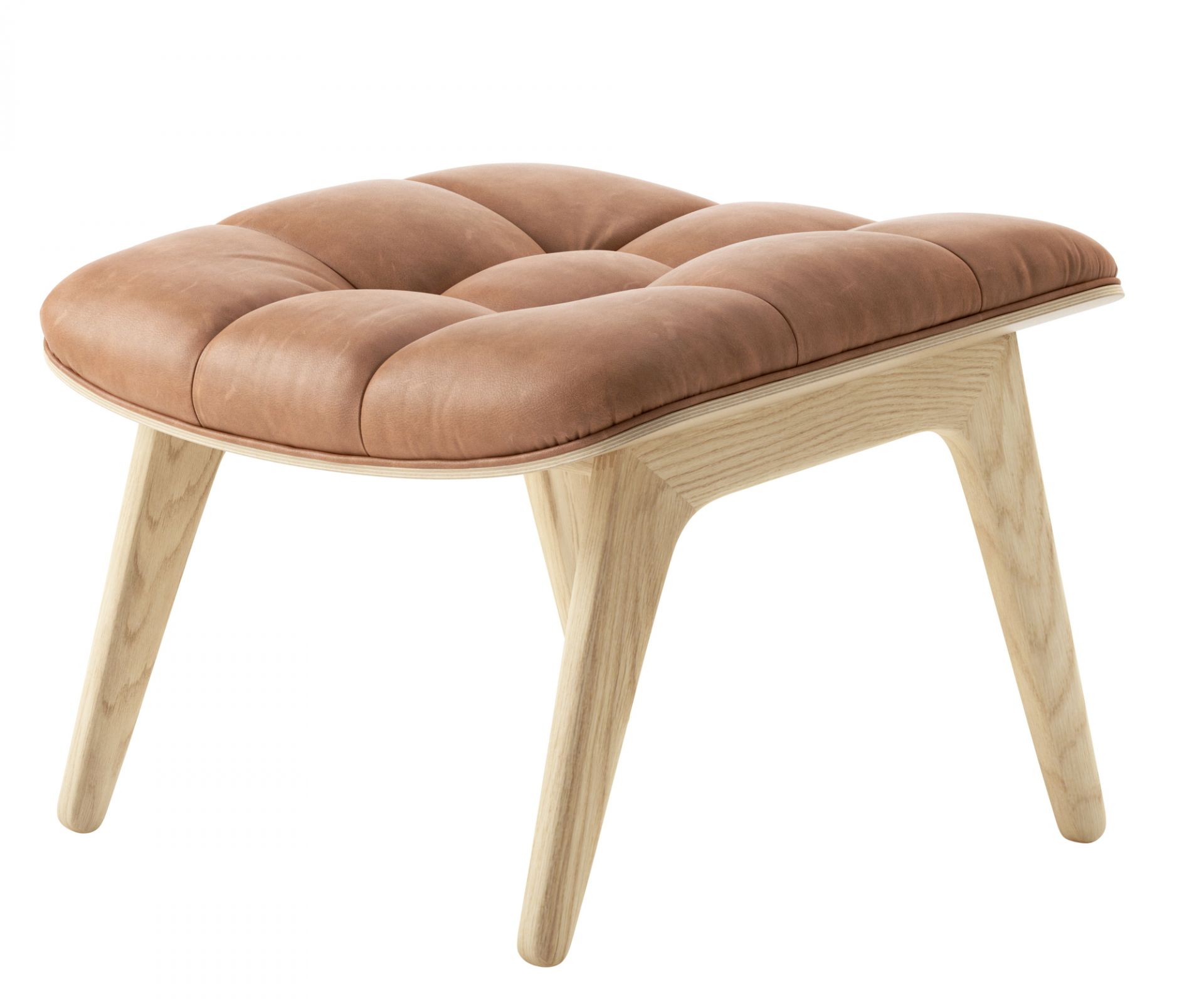 Mammoth Ottoman von Norr11 mit Lederbezug in Camel und Eiche natur.