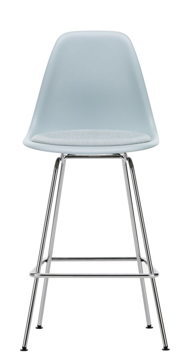 Eames Plastic Bar Stool Tabouret de bar moyen avec coussin d'assise Vitra