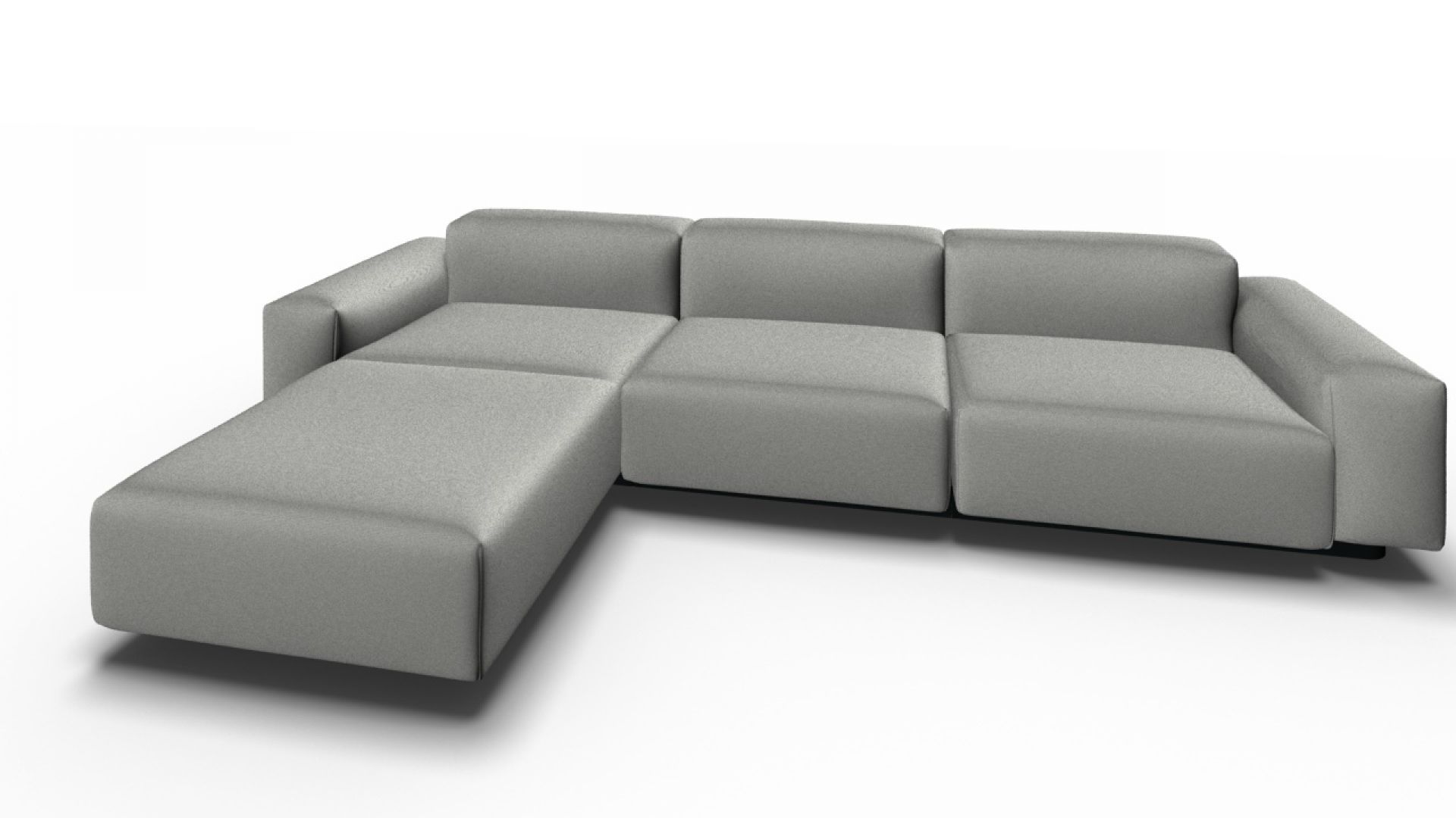 Soft Modular canapé 3 Places avec Chaise longue Laser gris pierre Vitra