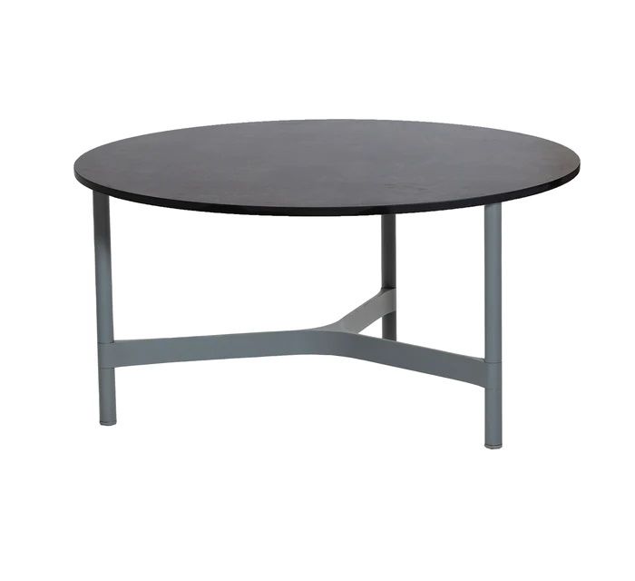 Cane-Line Twist Beistelltisch Large aus Aluminium, runder Tisch mit grauem Gestell für den Garten.