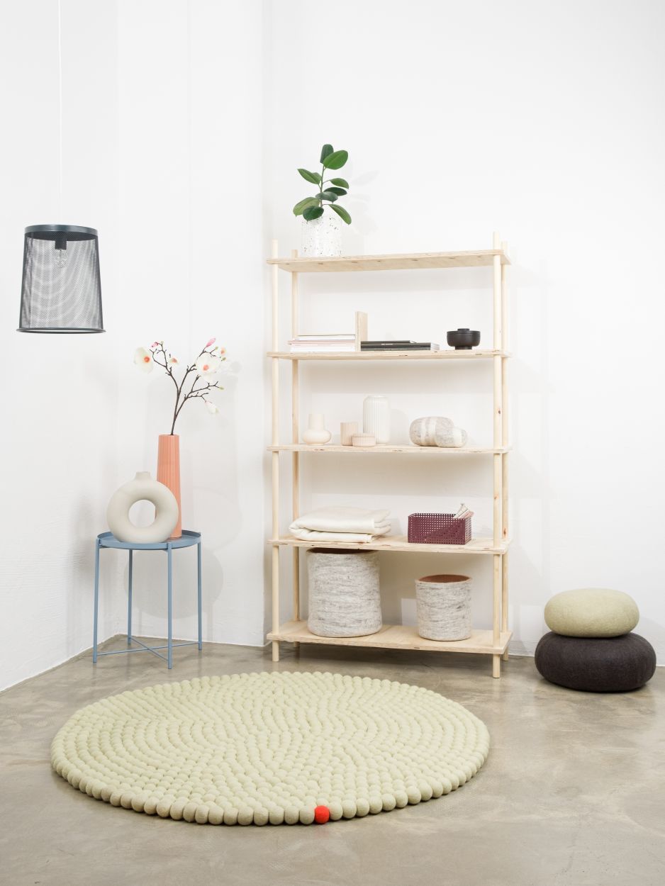 Big One Rund Tapis en feutre Ø 300 cm myfelt Beige vert