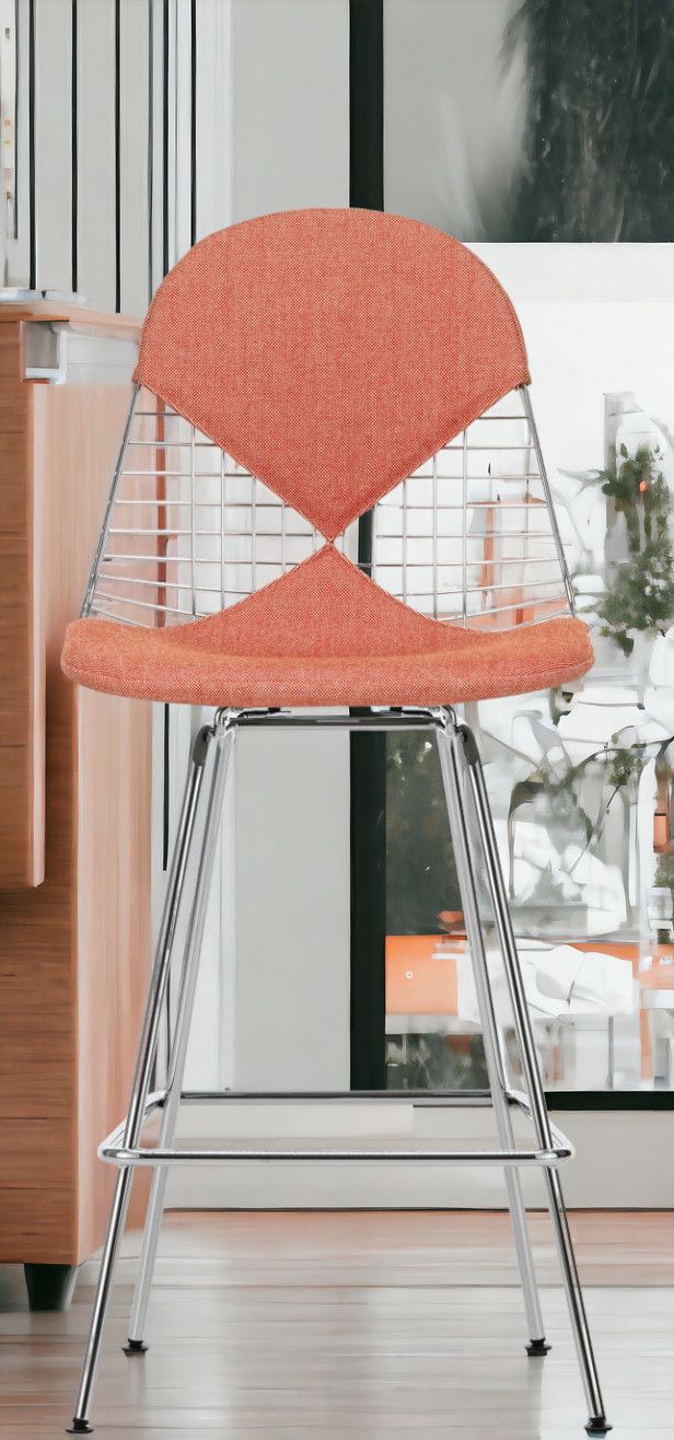Eames Wire Bar Stool Tabouret de bar moyen avec assise et dossier rembourrés Vitra  