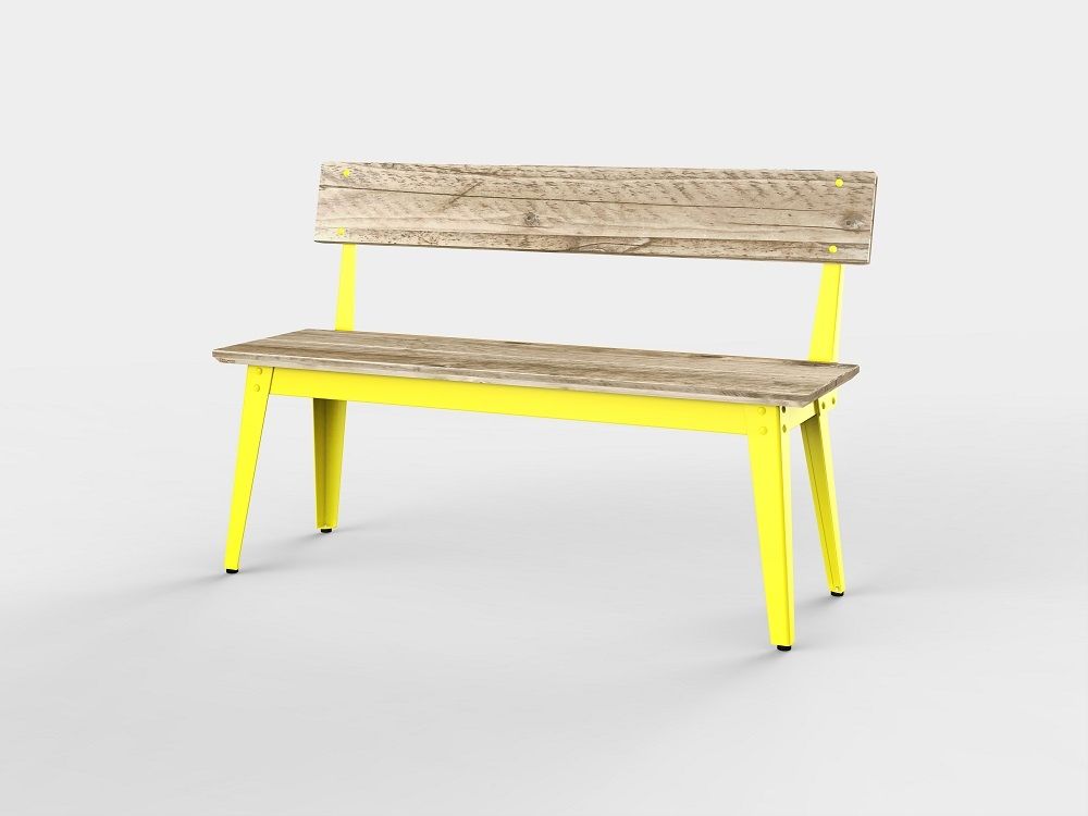 6Grad Extérieur banque avec Dossier 125 cm Jan Cray Bois brut jaune
