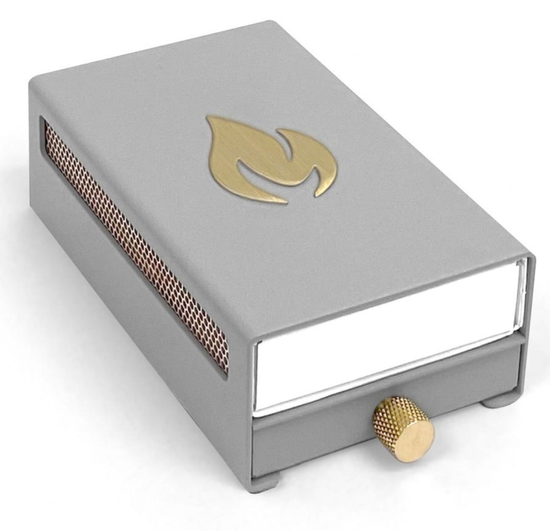Housse design pour boîte d'allumettes Gris / Or Nordic Flame OFFRE SPECIALE